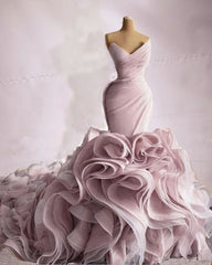 Wedding Dress Inspo, Organza Mermaid Wedding Dress, Prom Evening Gown