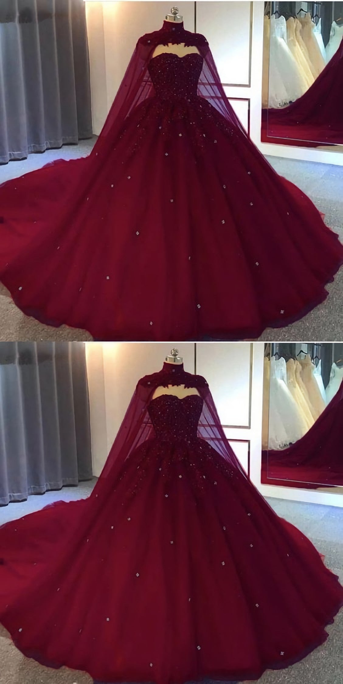 Wedding Dresses Deals, Burgundy Ball Gown Wedding Dresstulle Prom Dresses