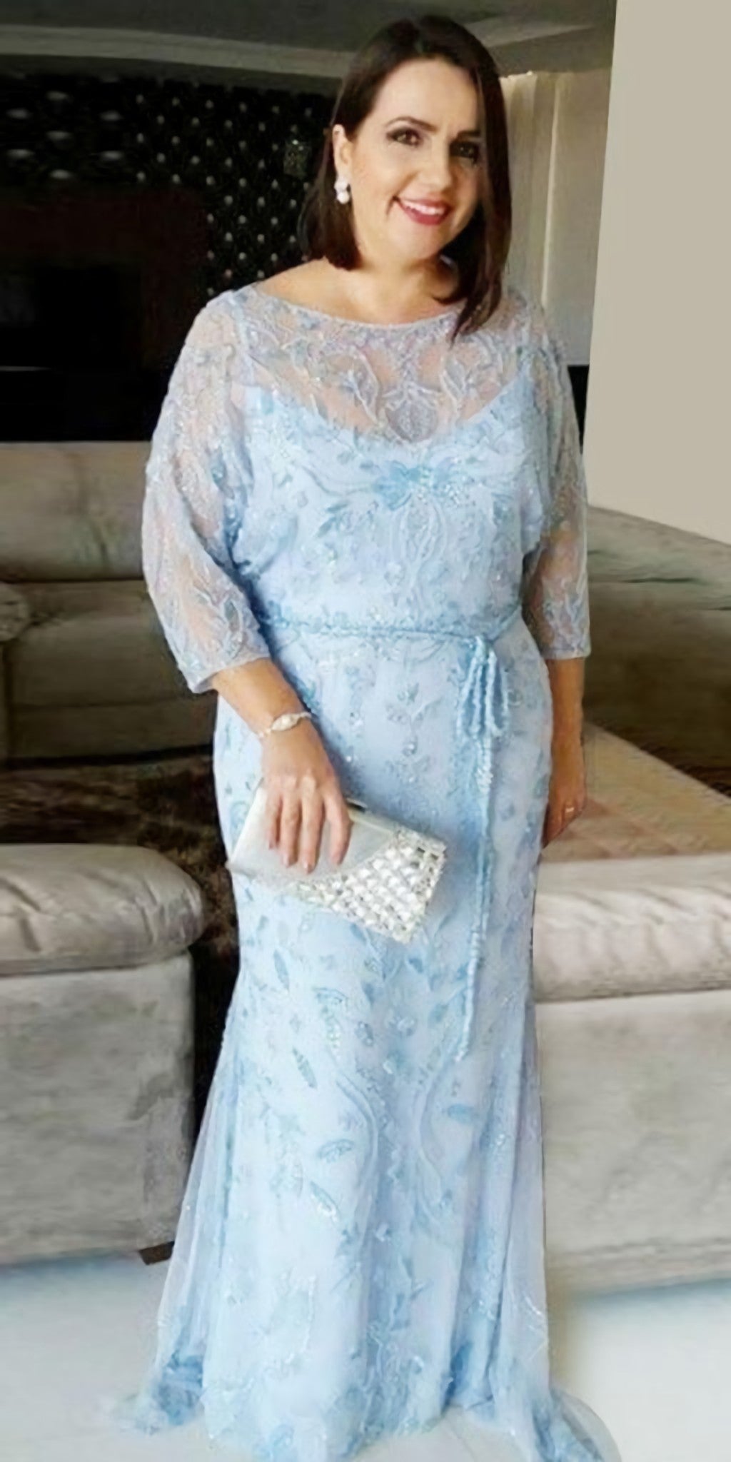 Evening Dresses Near Me, Stunning Plus Size Blue Mermiad Prom Dress