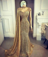 Prom Dresses Elegent, Formal Evening Gown Prom Dresses, Sparking Mermaid V Neck Sexy Prom Dress