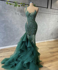 Evening Dresses Vintage, Green Long Prom Dress, Sexy Evening Gown