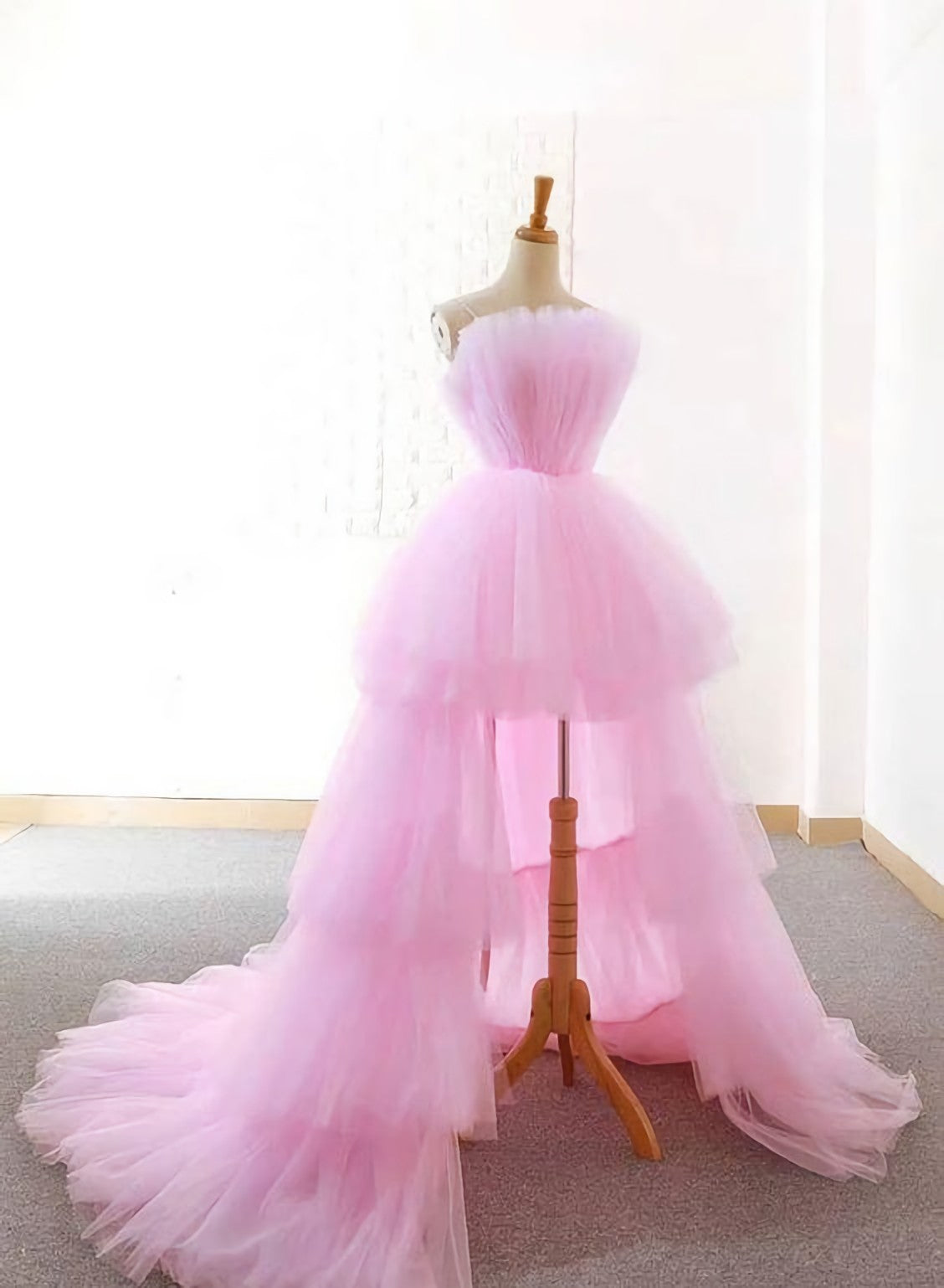 Homecoming Dress Beautiful, New Arrival High Low Pink Prom Dresses, With Ruched Evening Dresses