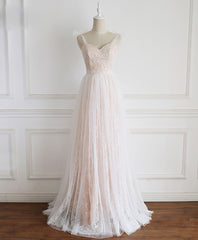 Prom Dressed 2034, Champagne Sweetheart Tulle Lace Long Prom Dress Lace Evening Dress