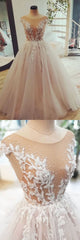 Homecoming Dresses Beautiful, Champagne tulle lace long prom dress, tulle evening dress