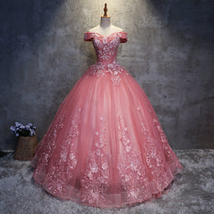 Modest Prom Dress, Charming Ball Gown Off-The-Shoulder Tulle Sweet 16 Dress, Quinceanera Dress