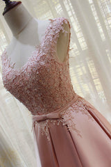 Prom Dresses Pieces, Charming Pink Satin Long Formal Gown, Prom Dress , Lovely Satin Party Dress
