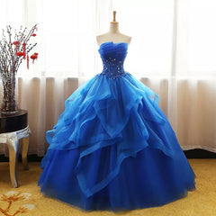Prom Dresses Dresses, Charming Royal Blue Tulle Prom Gown , Sweet Party Dress