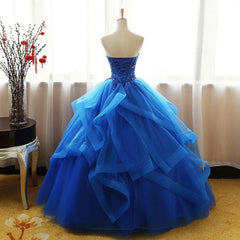 Prom Dress Dresses, Charming Royal Blue Tulle Prom Gown , Sweet Party Dress