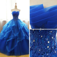 Prom Dresses Dress, Charming Royal Blue Tulle Prom Gown , Sweet Party Dress