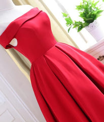 Formal Dresses For 21 Year Olds, Charming Satin Red Off The Shoulder Homecoming Dress, Party Dress