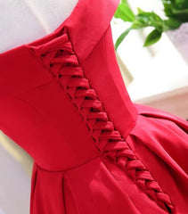 Formal Dresses For Wedding Guests, Charming Satin Red Off The Shoulder Homecoming Dress, Party Dress
