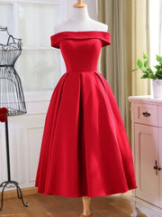 Formal Dress Off The Shoulder, Charming Satin Red Off The Shoulder Homecoming Dress, Party Dress