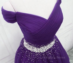 Party Dress Sparkle, Charming Sequins Off Shoulder Dark Purple Long Prom Dress, Off the Shoulder Dark Purple Formal Evening Dress