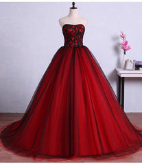 Prom Dresses Blue, Charming Sweetheart Red and Black Gown, Sweet 16 Dress, Formal Dress