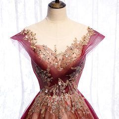 Formal Dresses For Weddings Near Me, Charming Tulle Cap Sleeves Long New Party Gown, Prom Dress