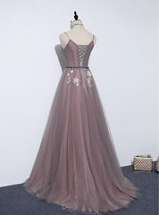 Formal Dress Boutique, Charming V-neckline Flowers Dark Pink Prom Gown, Long Formal Dress