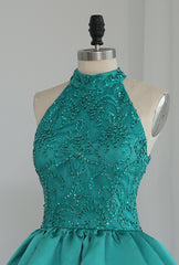 Homecomming Dresses Cute, Chic Green Satin and Lace Layers Homecoming Dress, New Homecoming Dress