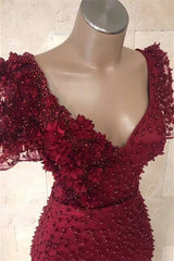 Party Dress Ideas For Winter, Chic V-neck Flower(s) Mermaid Prom Dress
