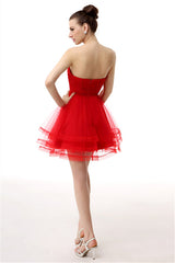 Party Dresses Christmas, Crystals Red Short Homecoming Dresses