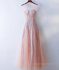 Bridesmaids Dresses Idea, Custom Made Round Neck Lace Pink Prom Dresses, Lace Pink Formal Dresses, Evening Dresses