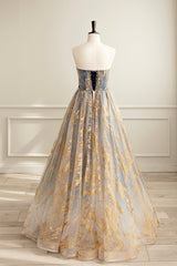 Bridesmaid Dress Idea, Cute Gradient Tulle Long Formal Dress, A-Line Strapless Prom Dress Evening Dress