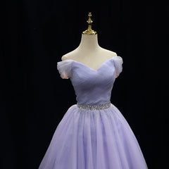 Prom Dresses With Slit, Cute Light Purple Beaded Tulle Homecoming Dresses, Short Prom Dress Formal Dresses