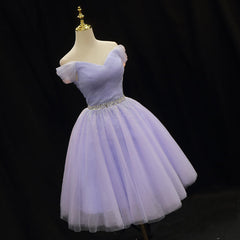 Prom Dresses Black, Cute Light Purple Beaded Tulle Homecoming Dresses, Short Prom Dress Formal Dresses