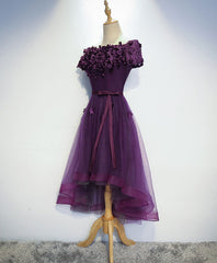 Bridesmaid Dresses Chiffon, Cute Purple High Low Prom Dress, Purple Homecoming Dresses