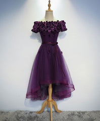 Bridesmaids Dress Fall, Cute Purple High Low Prom Dress, Purple Homecoming Dresses