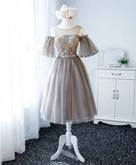 Prom Dress Piece, Cute Round Neck Tulle Lace Short Prom Dress, Tulle Homecoming Dress