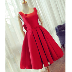 Formal Dresses Homecoming, Cute Satin Bow Back Party Dresses, Red Short Homecoming Dresses