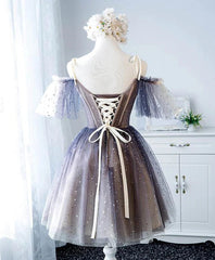 Evening Dresses 1927S, Cute Short Tulle Lace Spaghetti-Straps V-Neck Prom Dresses, Homecoming Dresses