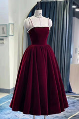Prom Dress Shops Nearby, Cute Spaghetti Straps Velvet Short Prom Dress, A-Line Homecoming Party Dress