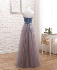 Bridesmaid Dresses Shop, Cute Tulle Sweetheart Neck Prom Dress, Gray Blue Long Formal Dress