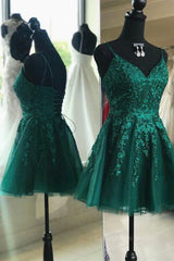 Formal Dresses Outfit, Cute V Neck Green Lace Short Prom Homecoming Dresses, Green Lace Formal Dresses, Green Evening Dresses