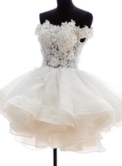 Evening Dresses, Cute White Organza Layers Short Prom Dress, New Party Dress