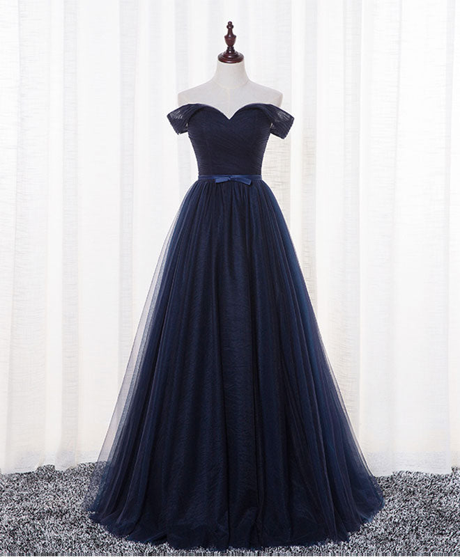 Evening Dress 2035, Dark Blue A Line Tulle Long Prom Dress, Evening Dress