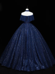 Party Dress Prom, Dark Blue Long Prom Dress, Blue Tulle Formal Gown Graduation Dresses