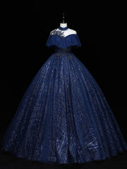 Party Dress Brands Usa, Dark Blue Long Prom Dress, Blue Tulle Formal Gown Graduation Dresses