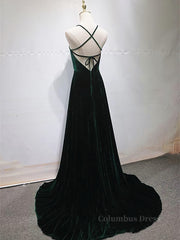 Party Dresses Website, Dark Green Backless Long Prom Dresses, Dark Green Long Formal Evening Bridesmaid Dresses