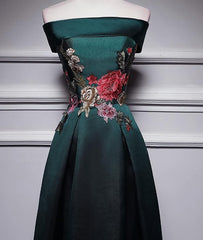 Bridesmaid Dresses Mismatched Spring Colors, Dark Green Satin Off Shoulder Floor Length Satin Party Dress, Green Prom Dress Formal Dress
