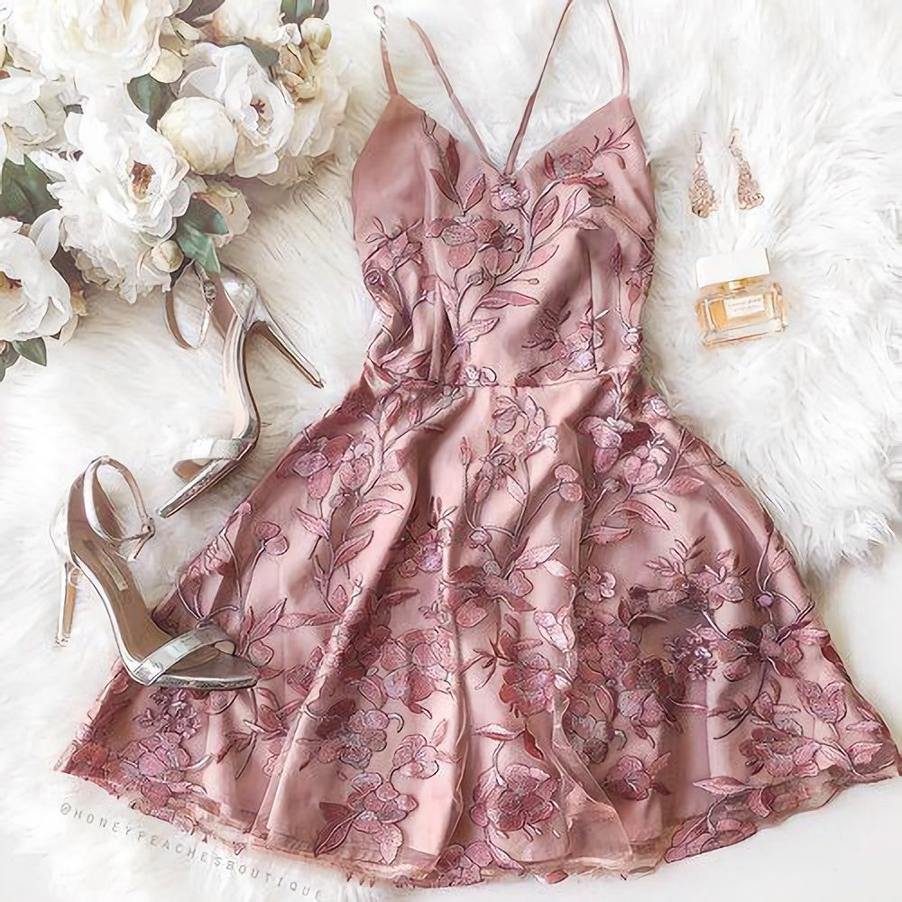 Women Dress, Homecoming Dresses, A Line Pink Short Dress