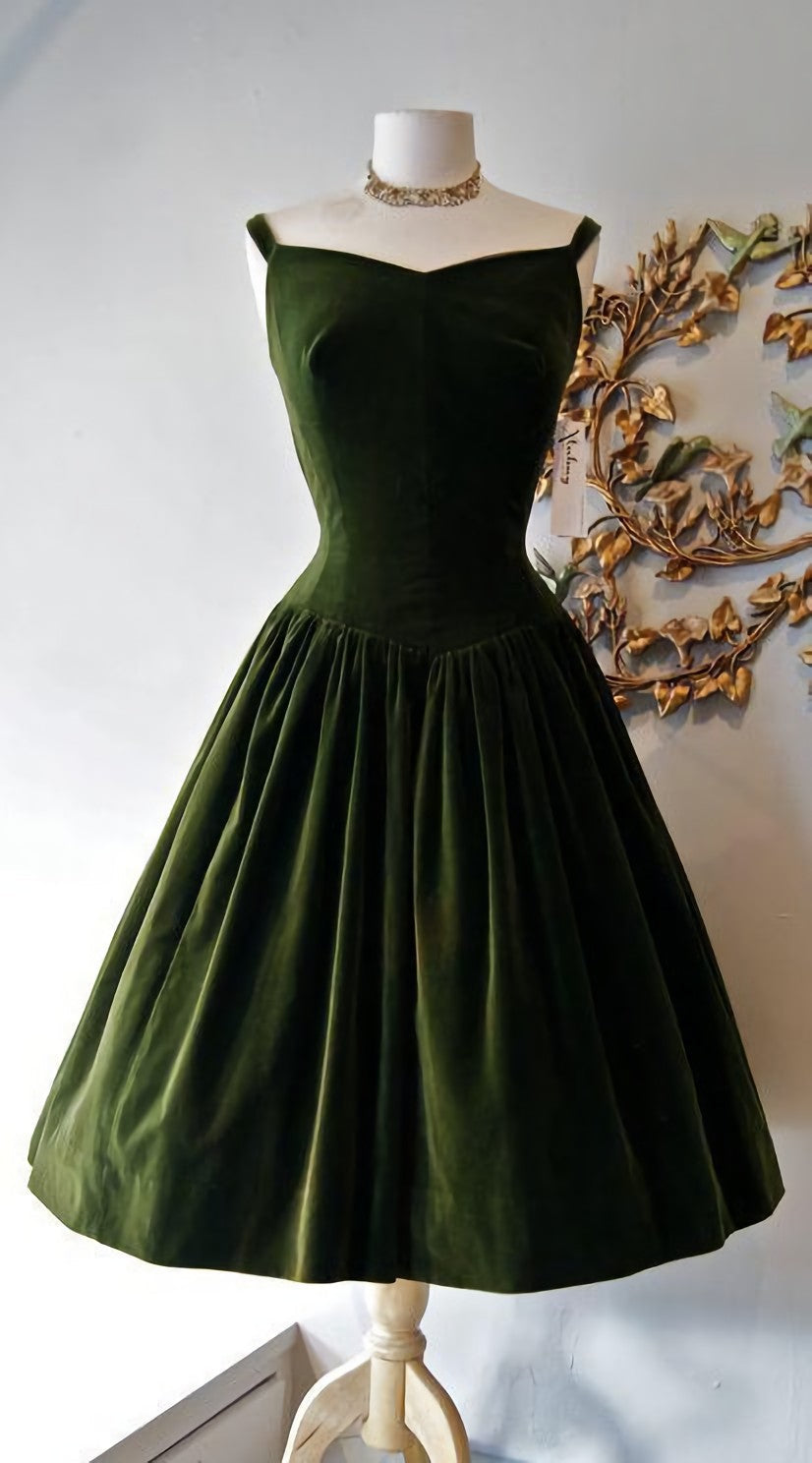 Evening Dresses Ball Gown, 1950S Vintage Prom Dress, Dark Green Homecoming Dress