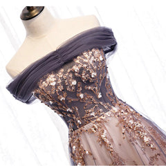 Winter Formal, Purple Tulle Long Prom Dresses, A-Line Evening Dresses