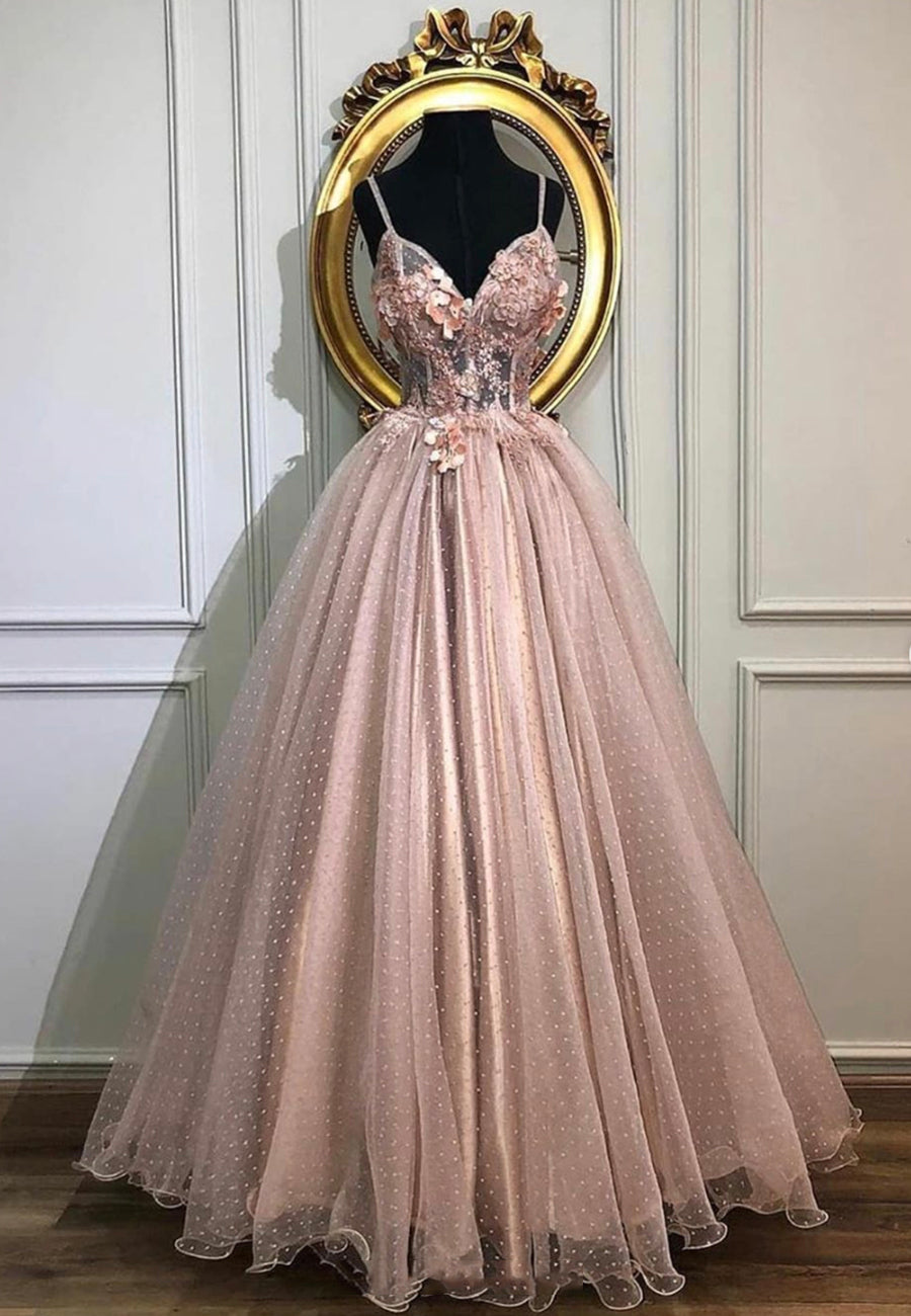 Bridesmaid Dresses Fall Color, Pink Lace Long Prom Dresses, A-Line Evening Dresses