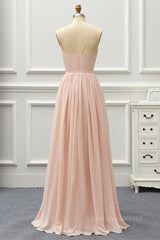 Homecoming Dresses Online, Elegant A Line V Neck Pink Long Prom Dress, Pink Formal Graduation Evening Dress