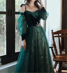 Formal Dresses Elegant, elegant dark green lace gown Prom Dress