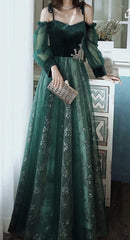 Formal Dresses Ideas, elegant dark green lace gown Prom Dress