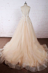 Wedsing Dress Princess, Elegant Long A-line Appliques Lace Tulle Wedding Dress