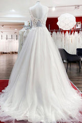 Wedding Dress Princesses, Elegant Long A-line Princess Tulle Sweetheart Ruffles Wedding Dress